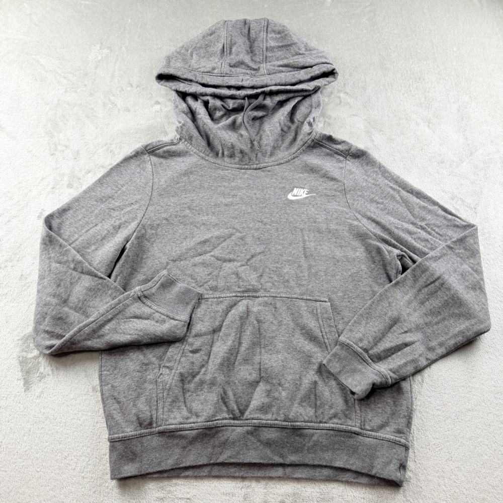 Nike Sportswear Womens Small Fleece Pullover Hoodie Dark Gray Heather BV4124-063